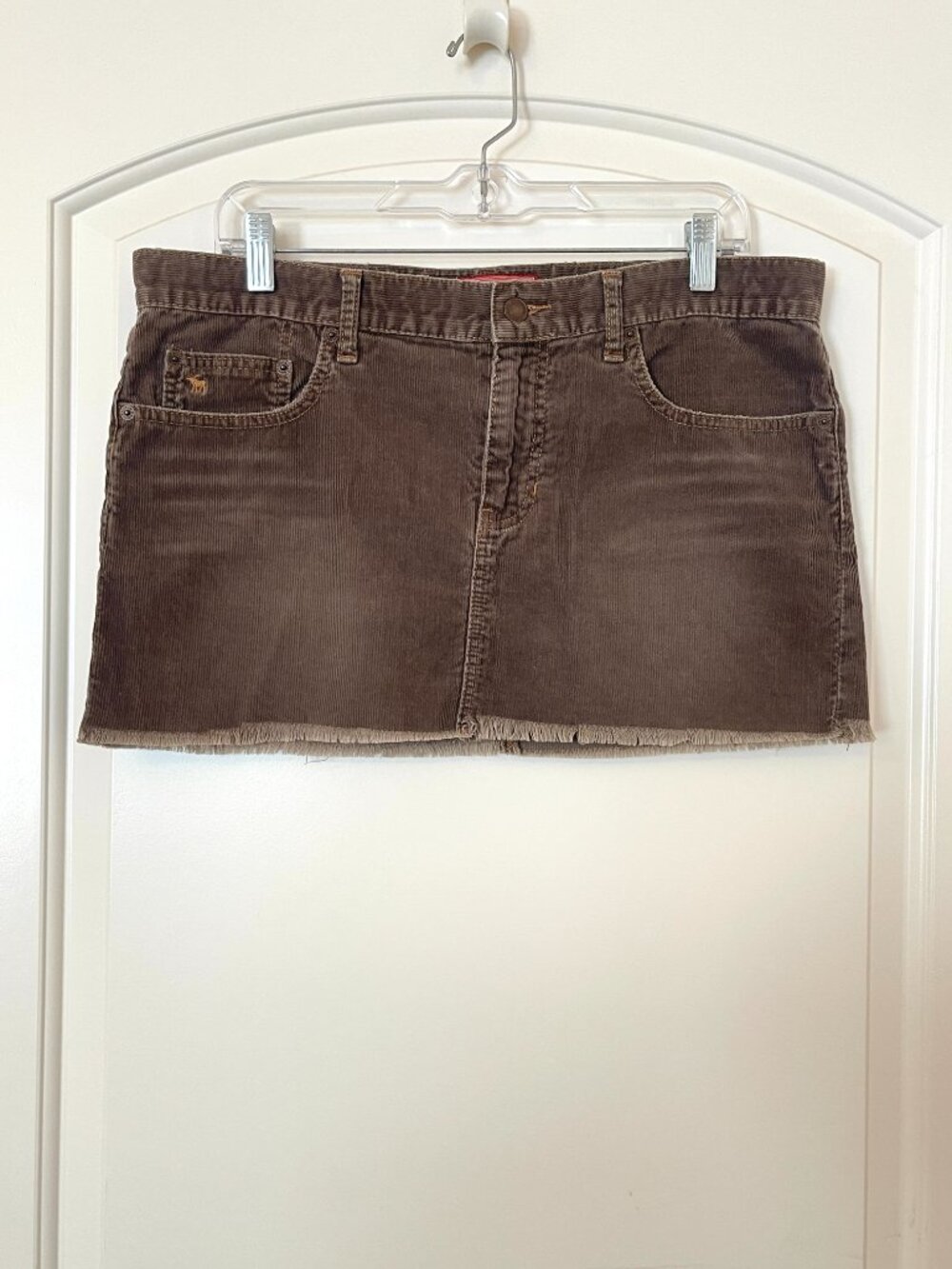 Abercrombie & Fitch Mini Skirt Distressed Corduroy Brown Y2K Size 10